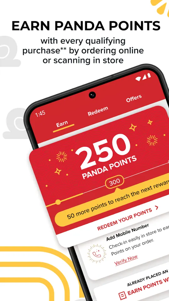 Panda Express iOS app screen
